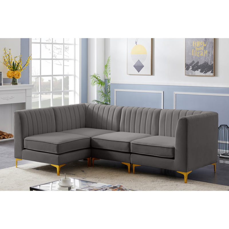 Meridian Alina Grey Velvet Modular Sectional IMAGE 5