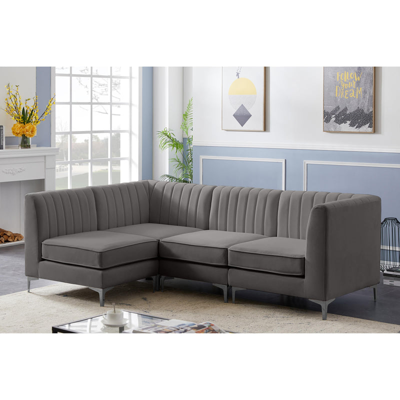 Meridian Alina Grey Velvet Modular Sectional IMAGE 6