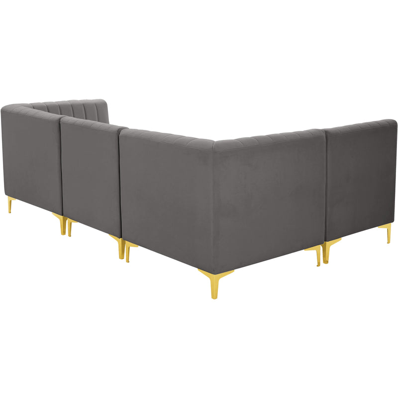 Meridian Alina Grey Velvet Modular Sectional IMAGE 7