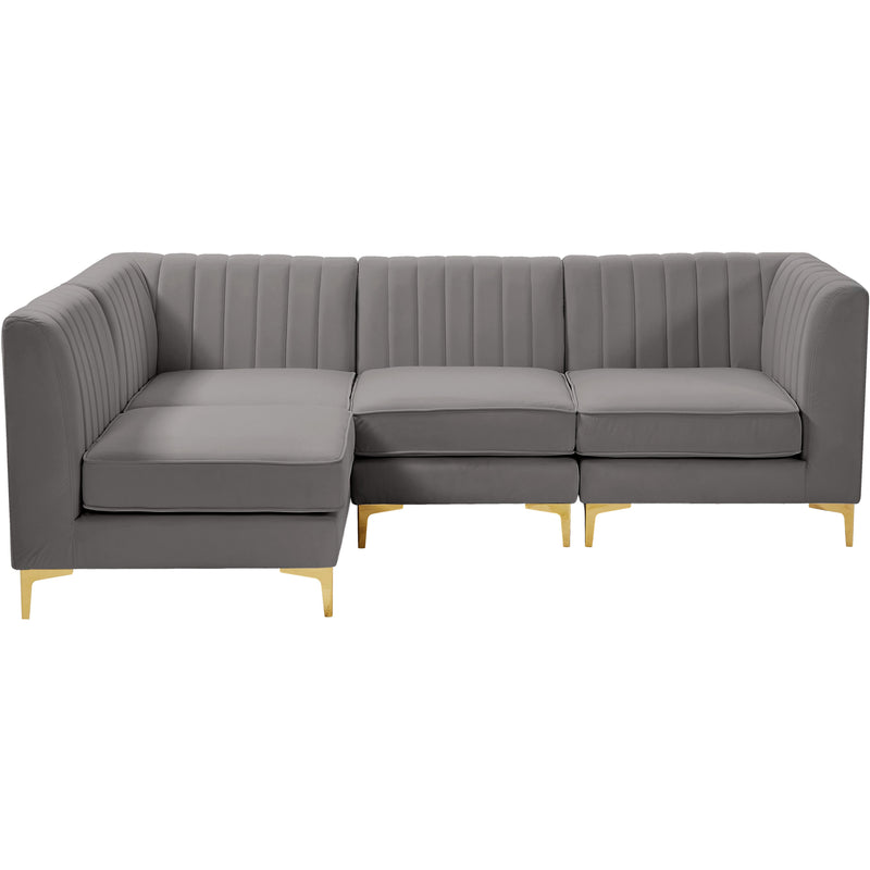 Meridian Alina Grey Velvet Modular Sectional IMAGE 8