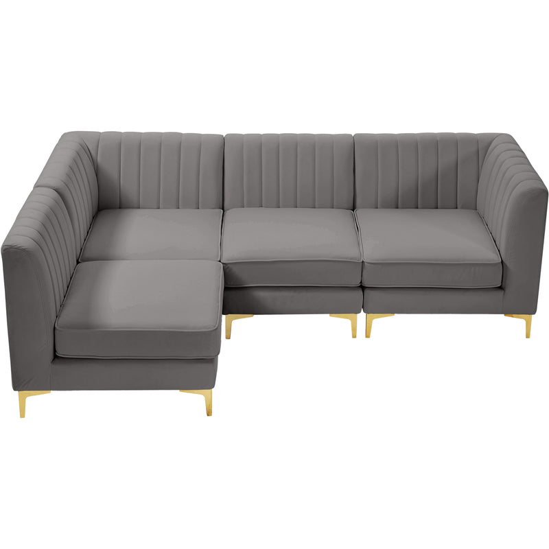 Meridian Alina Grey Velvet Modular Sectional IMAGE 9