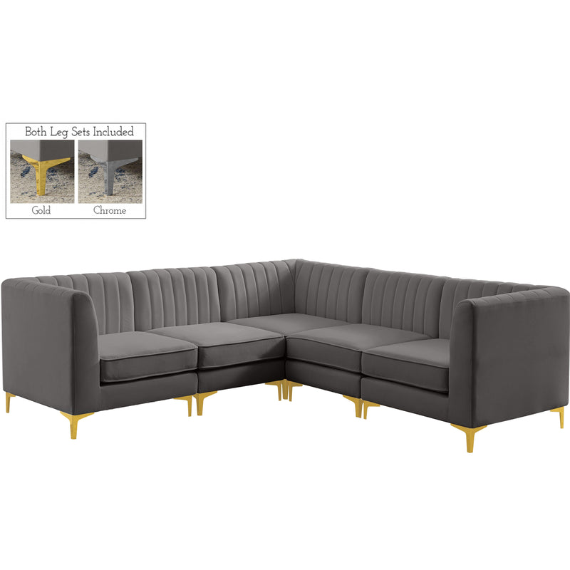 Meridian Alina Grey Velvet Modular Sectional IMAGE 1