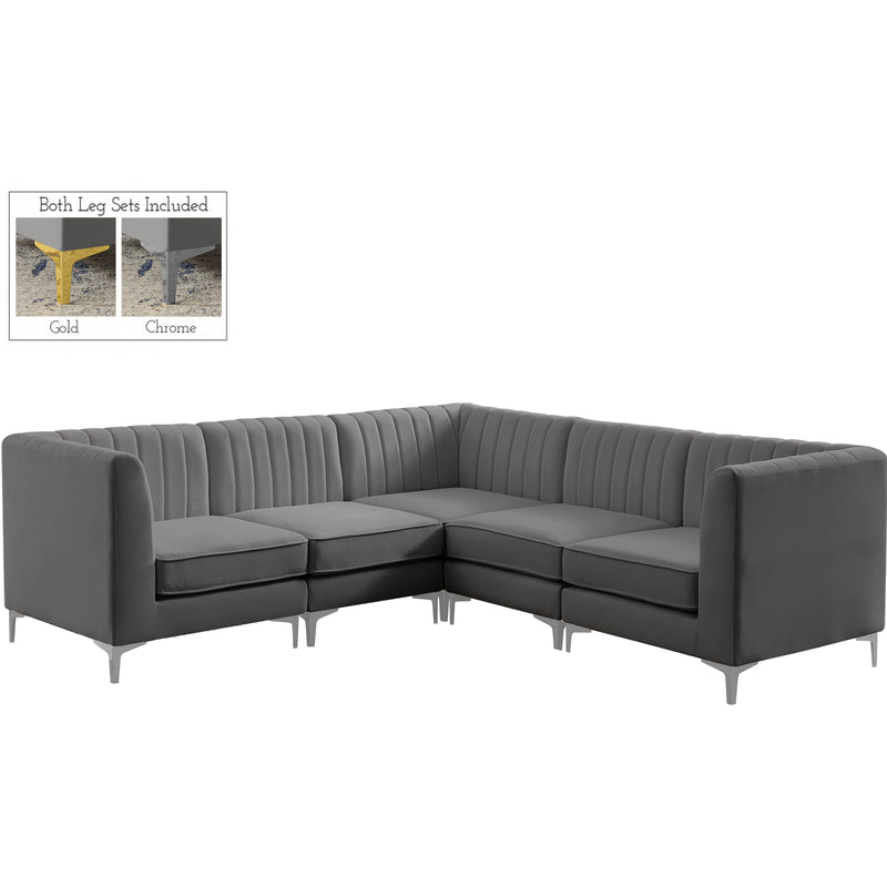 Meridian Alina Grey Velvet Modular Sectional IMAGE 2