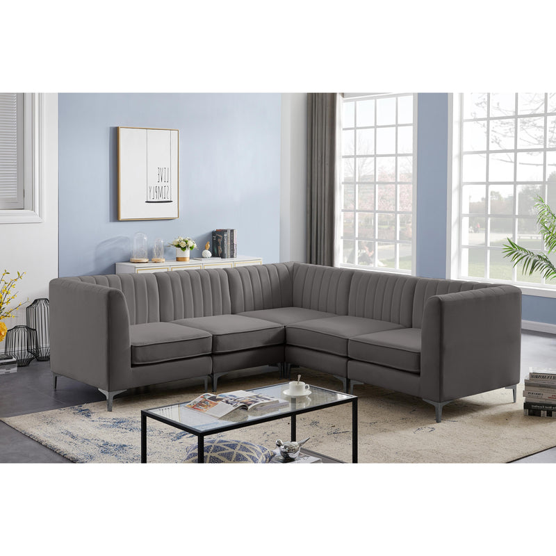 Meridian Alina Grey Velvet Modular Sectional IMAGE 3