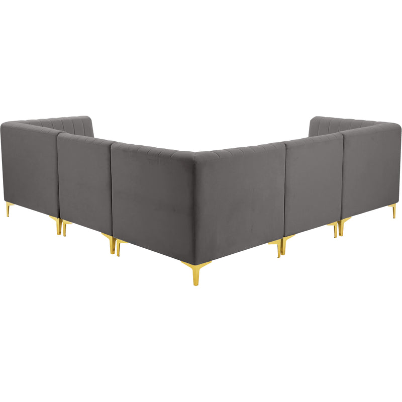 Meridian Alina Grey Velvet Modular Sectional IMAGE 5