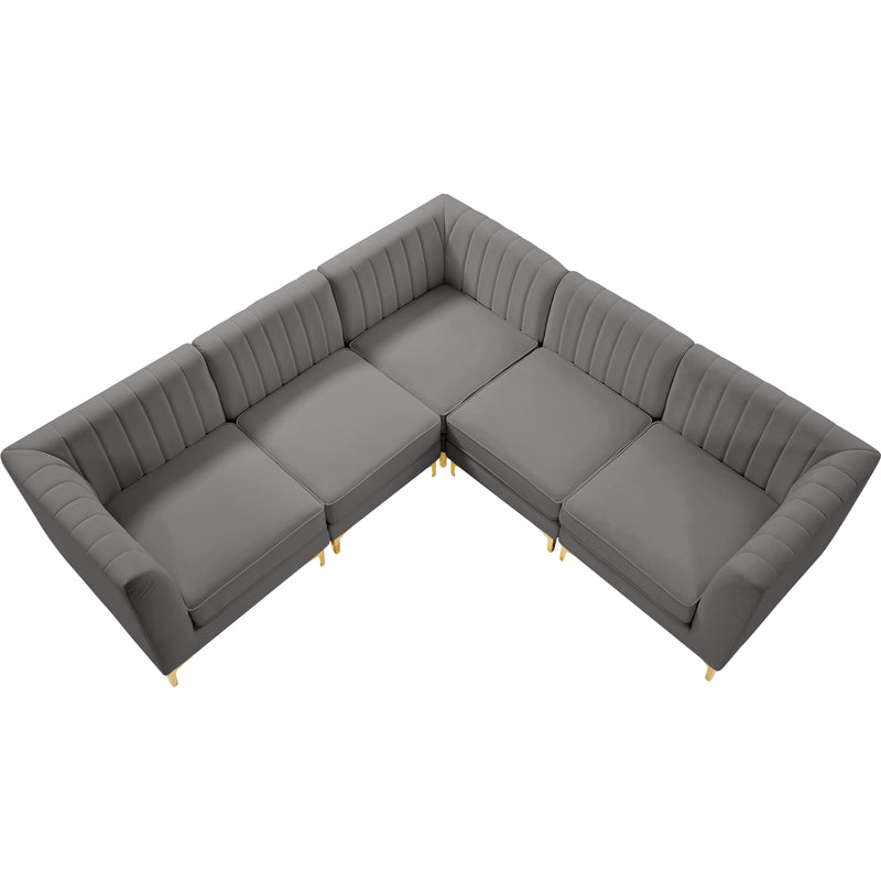 Meridian Alina Grey Velvet Modular Sectional IMAGE 6