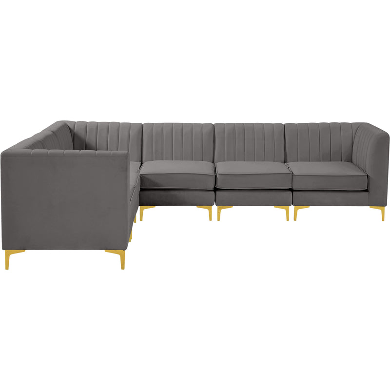 Meridian Alina Grey Velvet Modular Sectional IMAGE 10