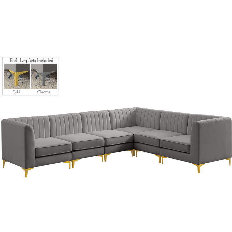 Meridian Alina Grey Velvet Modular Sectional IMAGE 1