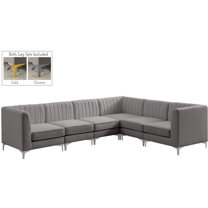 Meridian Alina Grey Velvet Modular Sectional IMAGE 2