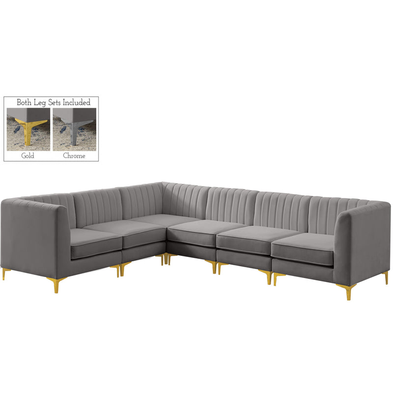 Meridian Alina Grey Velvet Modular Sectional IMAGE 3