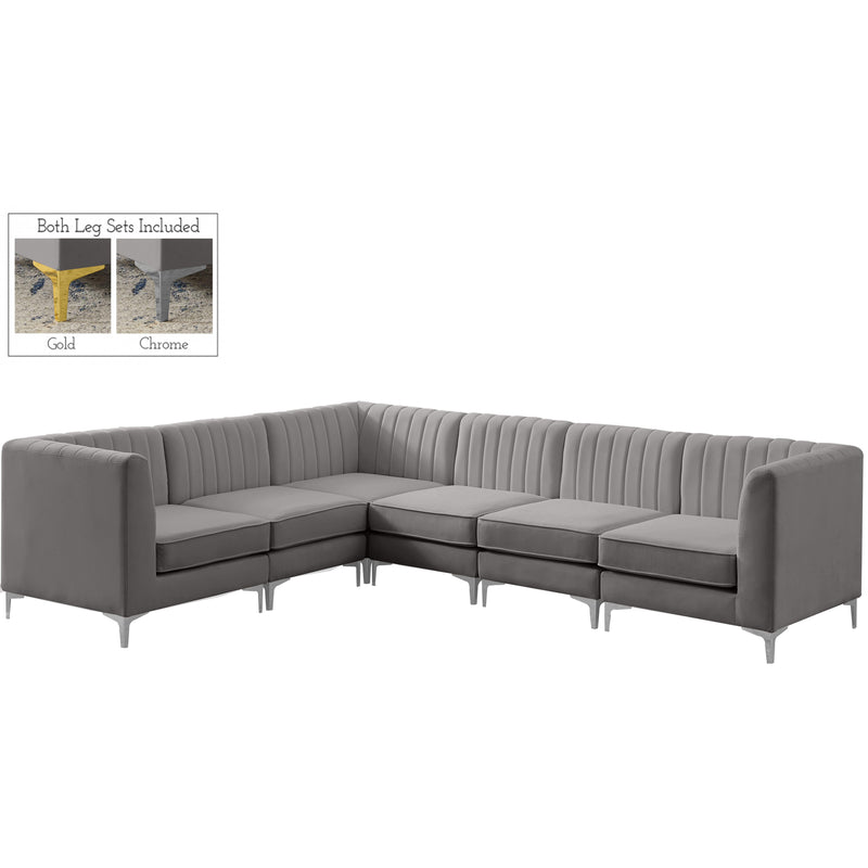 Meridian Alina Grey Velvet Modular Sectional IMAGE 4