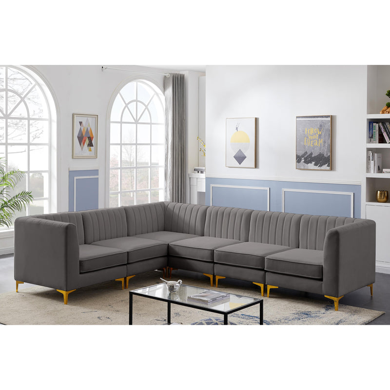 Meridian Alina Grey Velvet Modular Sectional IMAGE 5