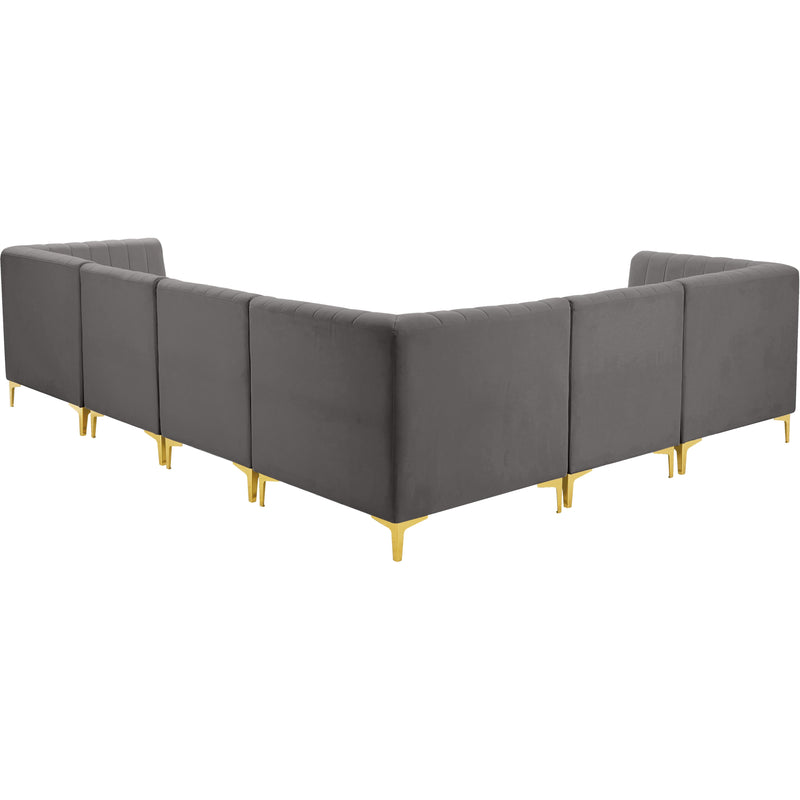 Meridian Alina Grey Velvet Modular Sectional IMAGE 7