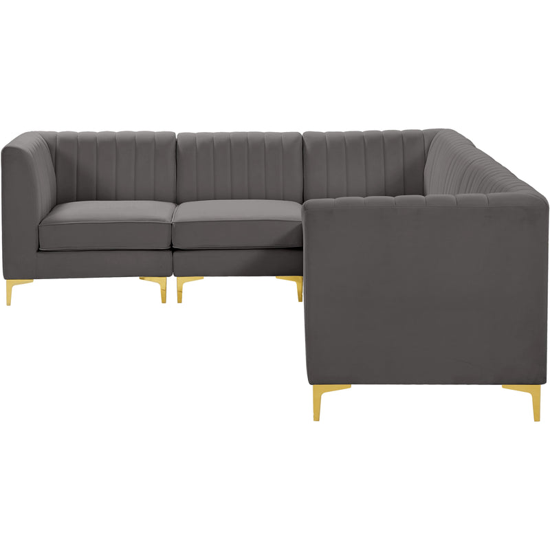 Meridian Alina Grey Velvet Modular Sectional IMAGE 8