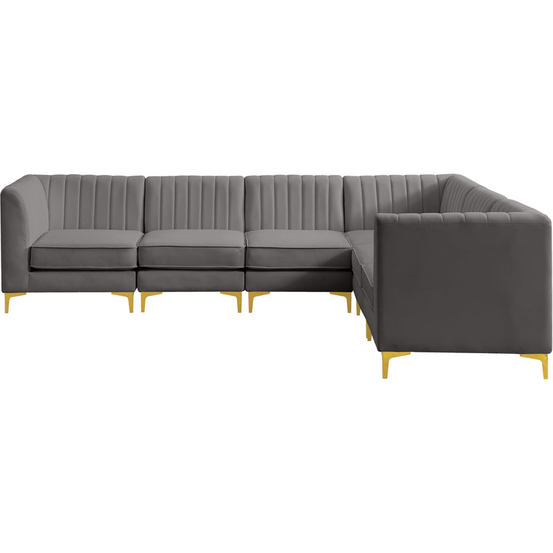 Meridian Alina Grey Velvet Modular Sectional IMAGE 9