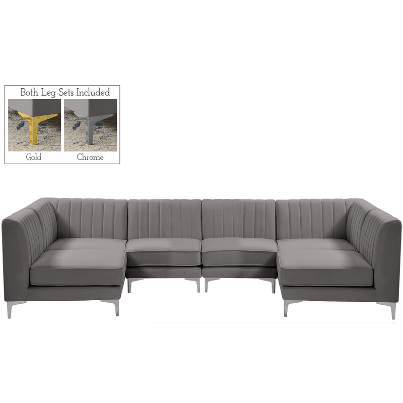 Meridian Alina Grey Velvet Modular Sectional IMAGE 2