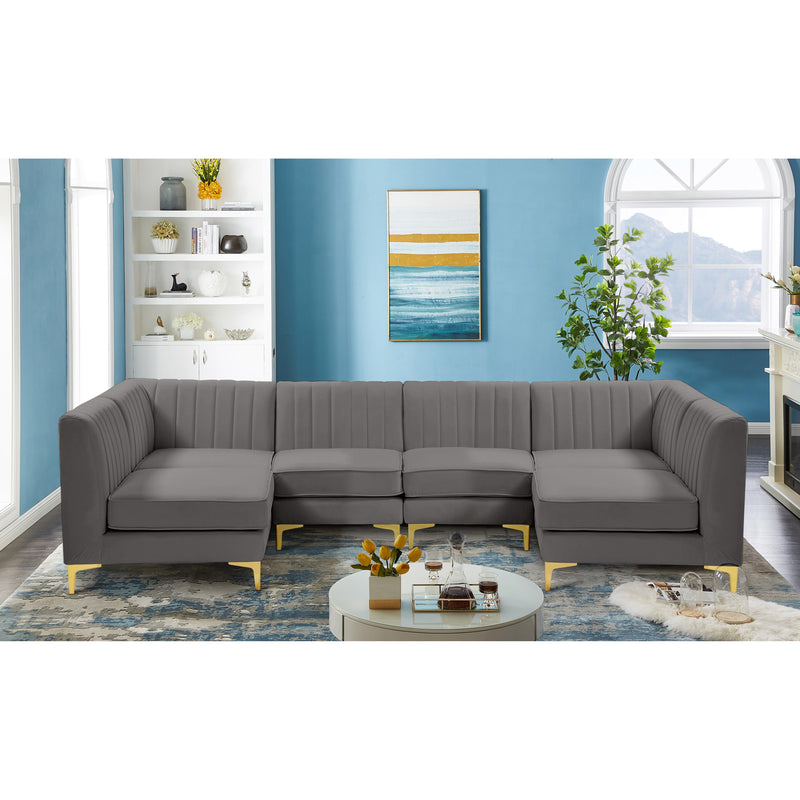 Meridian Alina Grey Velvet Modular Sectional IMAGE 3