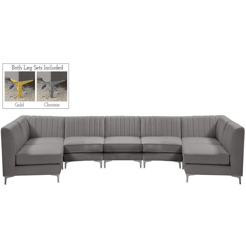 Meridian Alina Grey Velvet Modular Sectional IMAGE 2