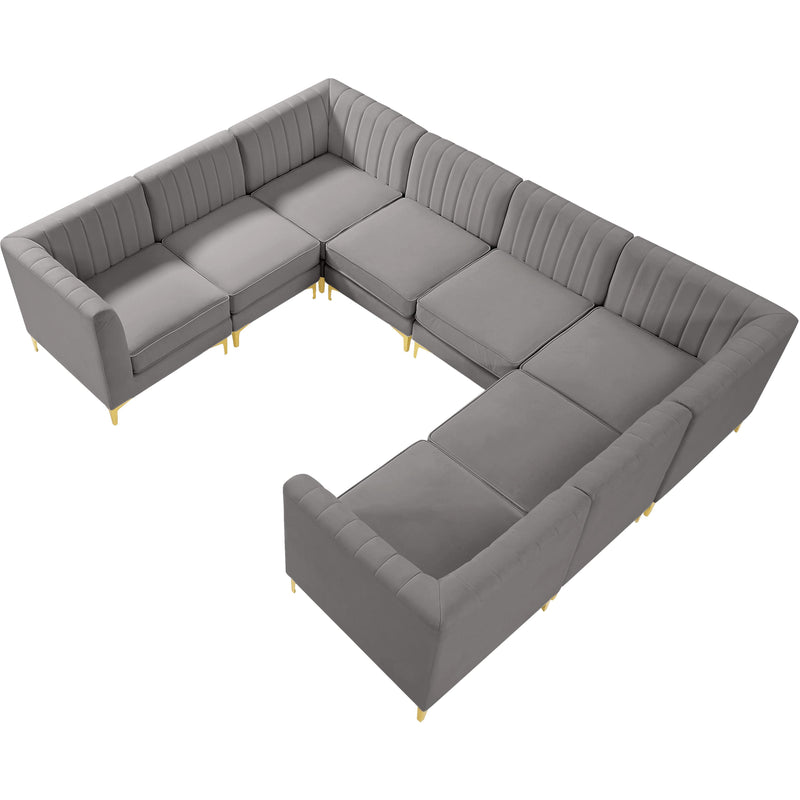 Meridian Alina Grey Velvet Modular Sectional IMAGE 10