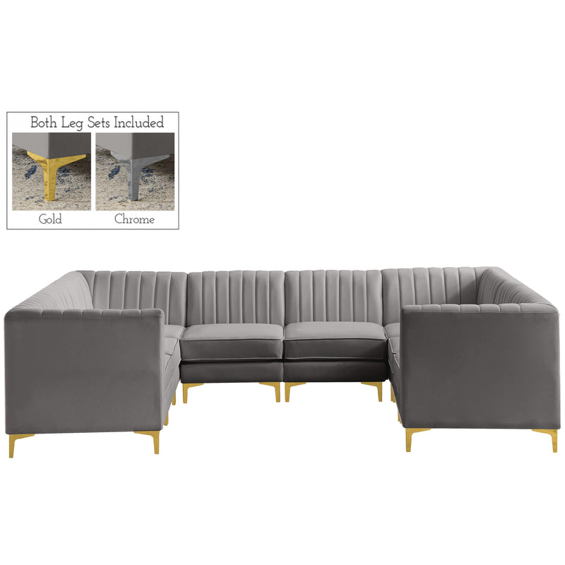 Meridian Alina Grey Velvet Modular Sectional IMAGE 1