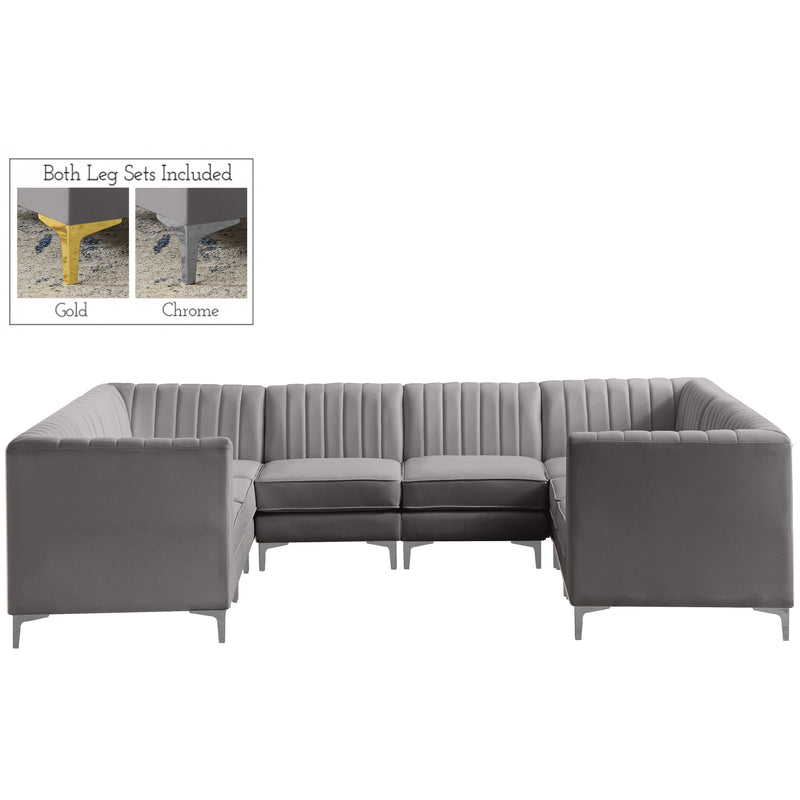 Meridian Alina Grey Velvet Modular Sectional IMAGE 2