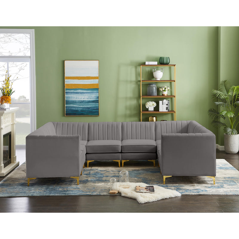 Meridian Alina Grey Velvet Modular Sectional IMAGE 3