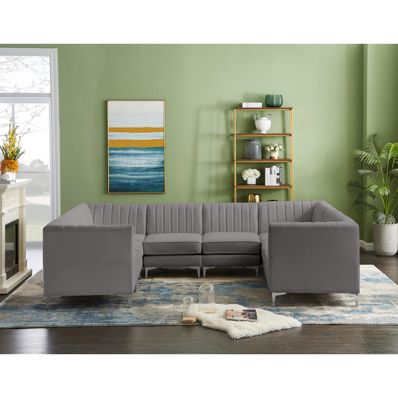 Meridian Alina Grey Velvet Modular Sectional IMAGE 4