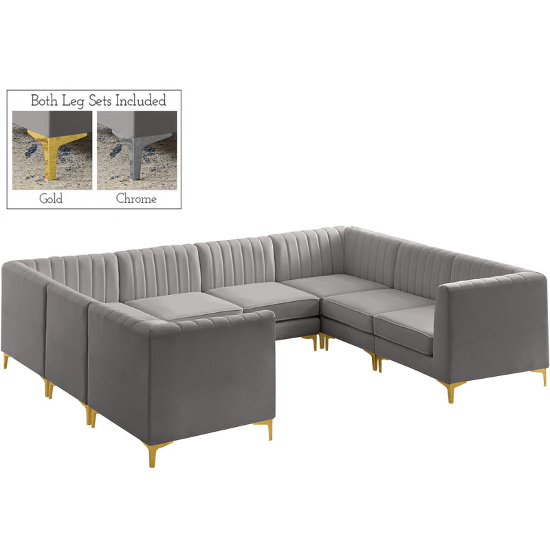 Meridian Alina Grey Velvet Modular Sectional IMAGE 5