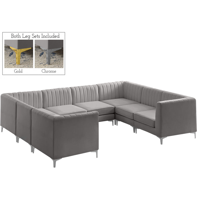 Meridian Alina Grey Velvet Modular Sectional IMAGE 6