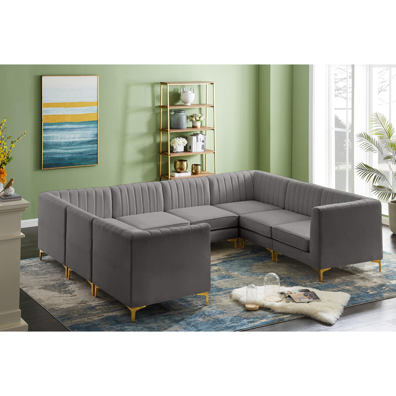 Meridian Alina Grey Velvet Modular Sectional IMAGE 7