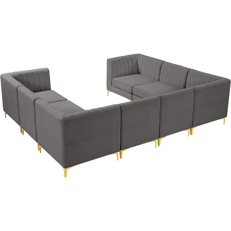 Meridian Alina Grey Velvet Modular Sectional IMAGE 9