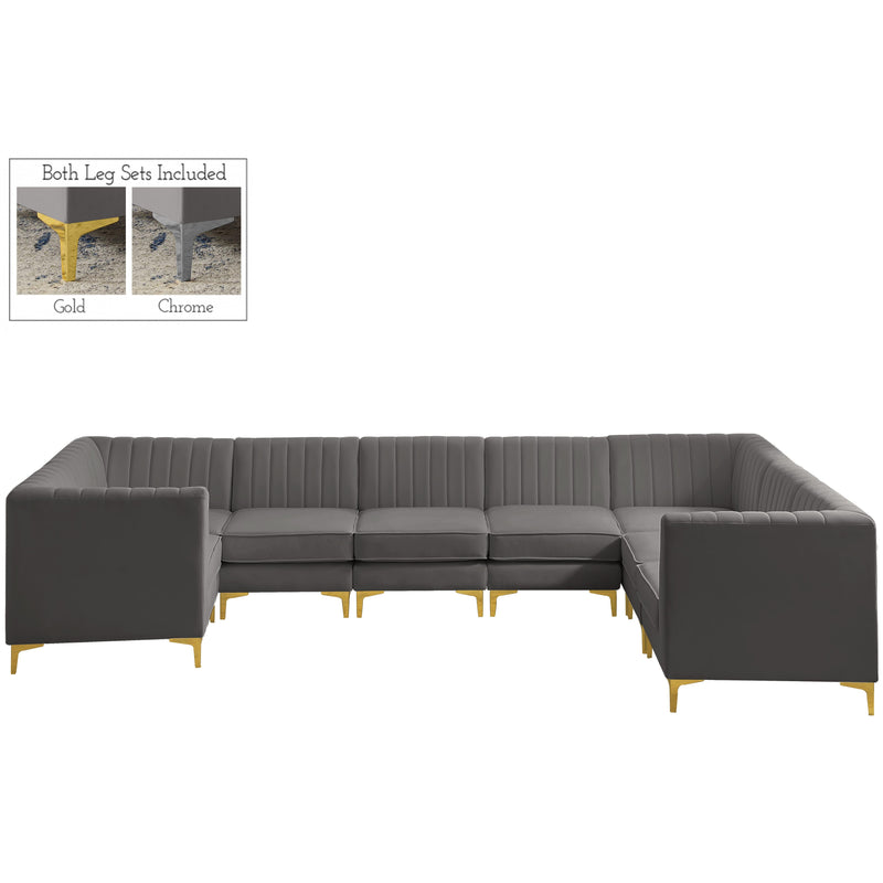 Meridian Alina Grey Velvet Modular Sectional IMAGE 1