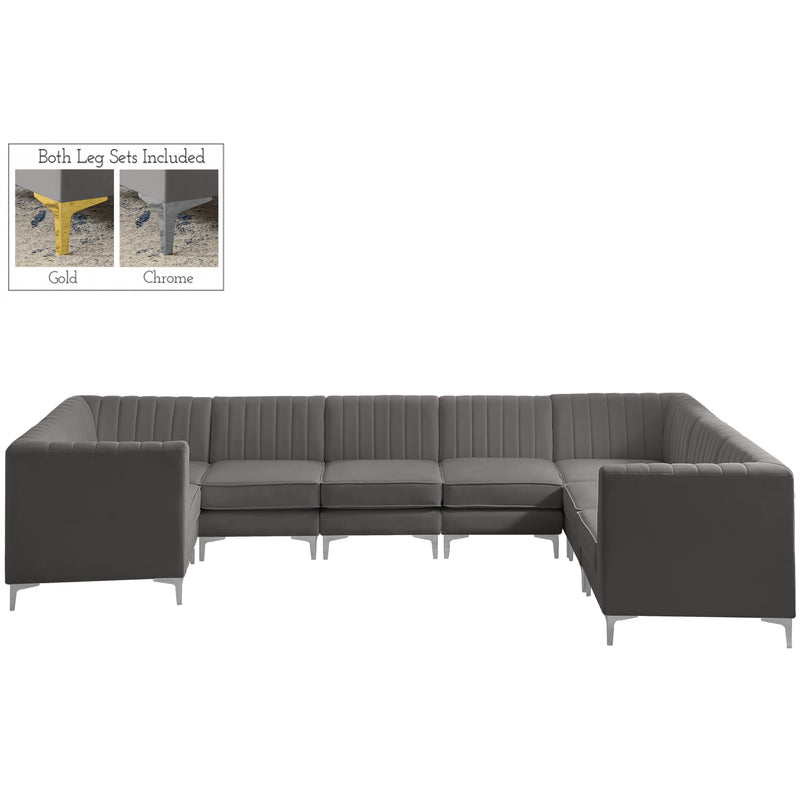 Meridian Alina Grey Velvet Modular Sectional IMAGE 2