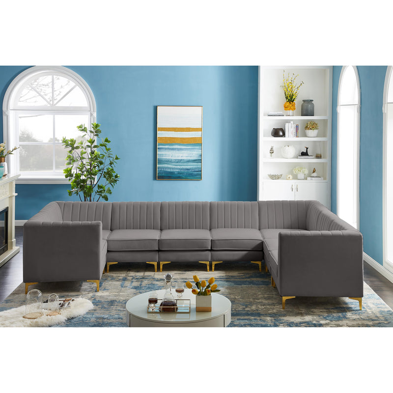 Meridian Alina Grey Velvet Modular Sectional IMAGE 3