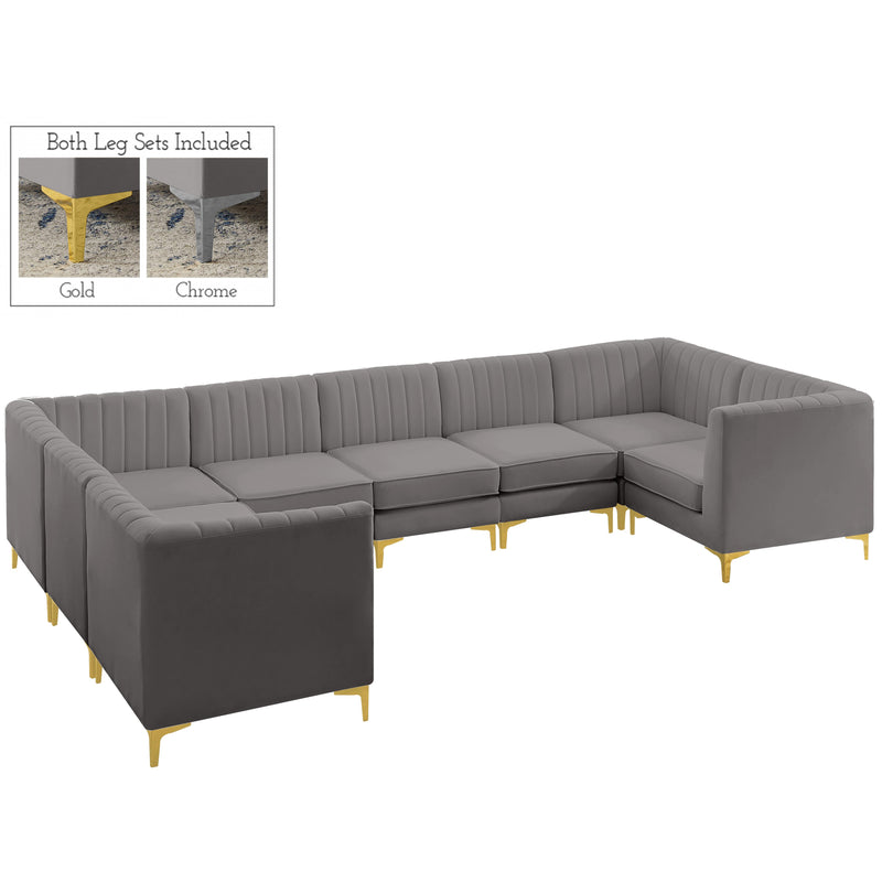 Meridian Alina Grey Velvet Modular Sectional IMAGE 5