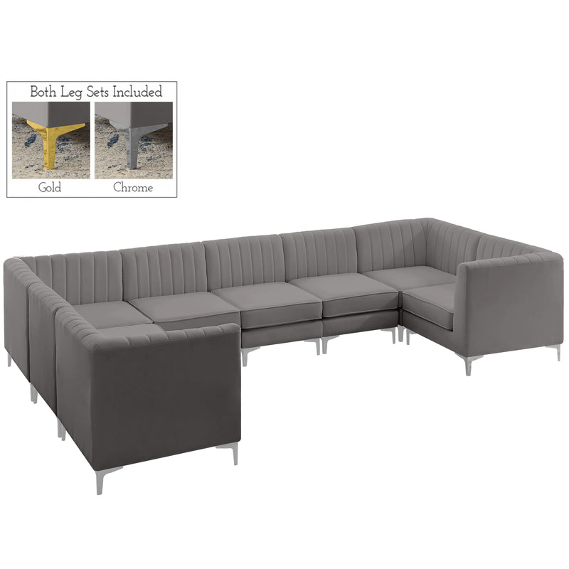 Meridian Alina Grey Velvet Modular Sectional IMAGE 6