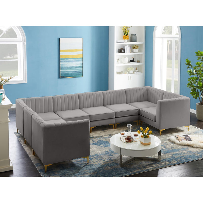 Meridian Alina Grey Velvet Modular Sectional IMAGE 7