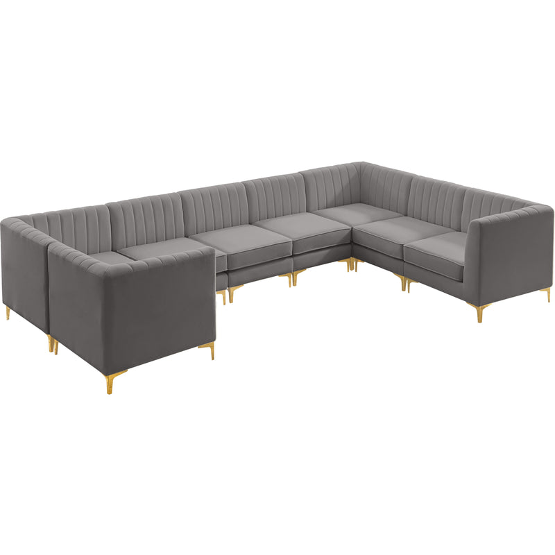 Meridian Alina Grey Velvet Modular Sectional IMAGE 9