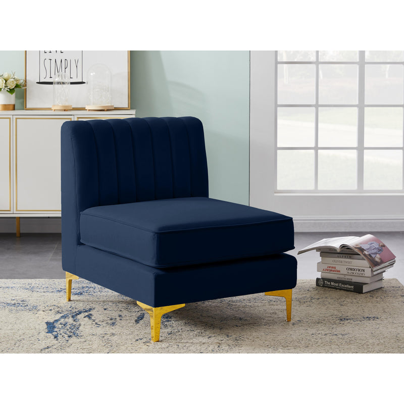 Meridian Alina Navy Velvet Armless Chair IMAGE 15