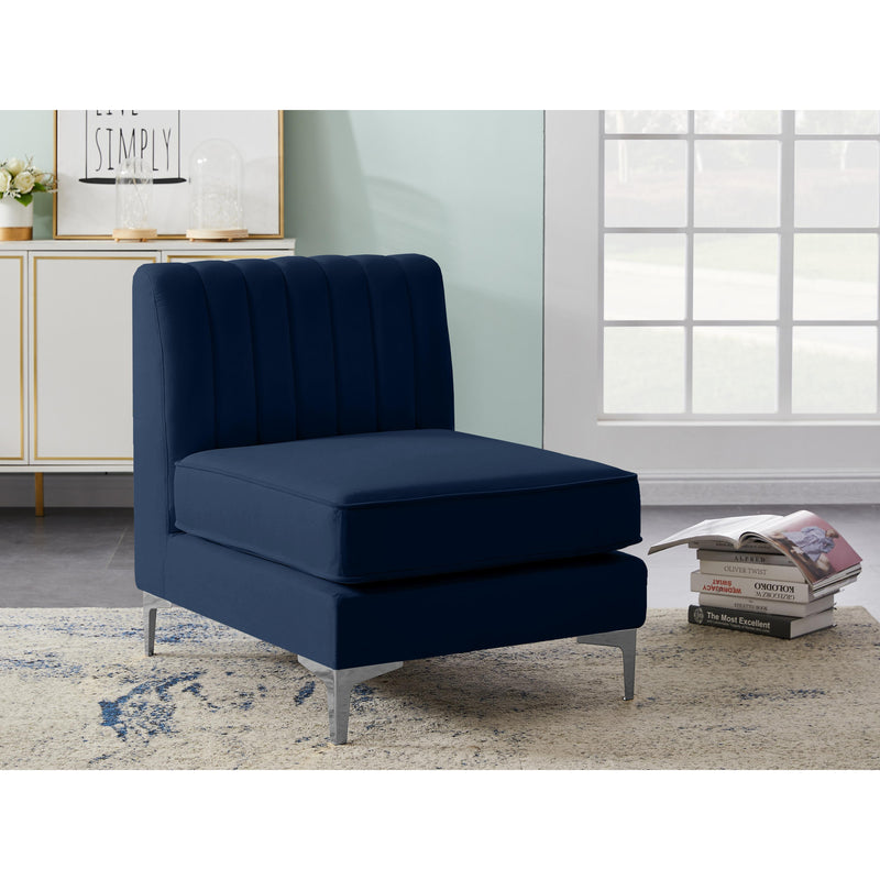 Meridian Alina Navy Velvet Armless Chair IMAGE 16