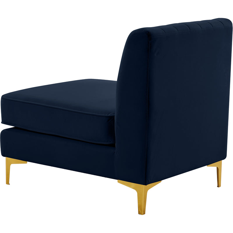 Meridian Alina Navy Velvet Armless Chair IMAGE 3