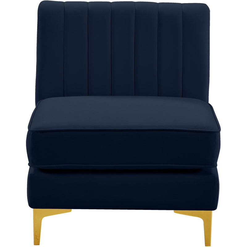 Meridian Alina Navy Velvet Armless Chair IMAGE 4