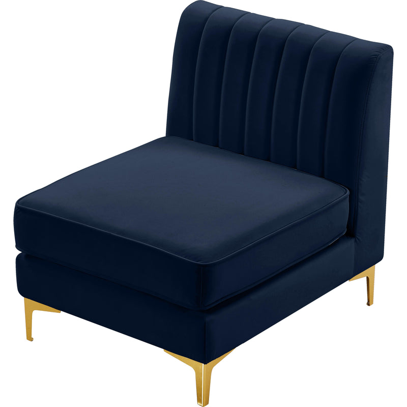 Meridian Alina Navy Velvet Armless Chair IMAGE 6