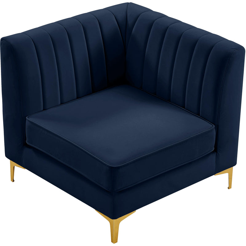 Meridian Alina Navy Velvet Corner Chair IMAGE 4