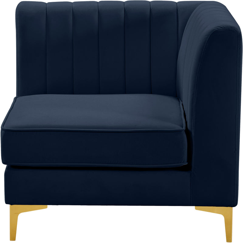 Meridian Alina Navy Velvet Corner Chair IMAGE 5