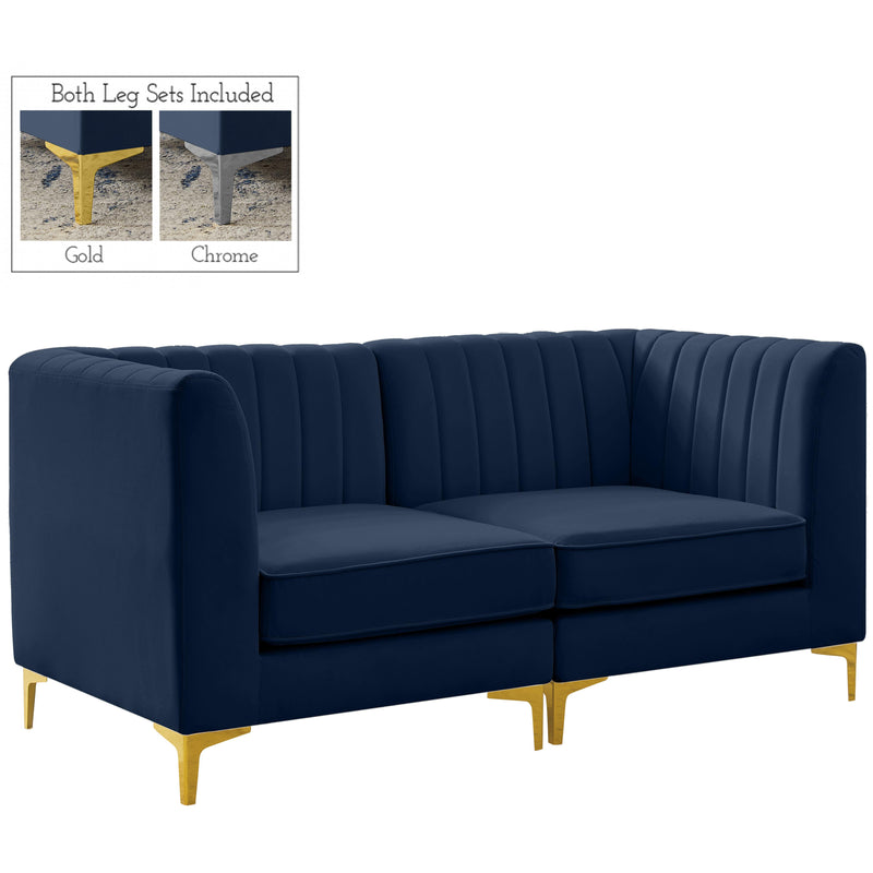 Meridian Alina Navy Velvet Modular Sofa IMAGE 1