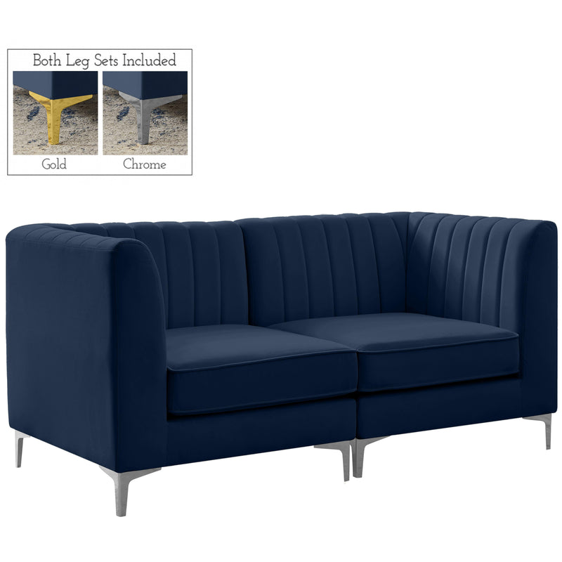 Meridian Alina Navy Velvet Modular Sofa IMAGE 2