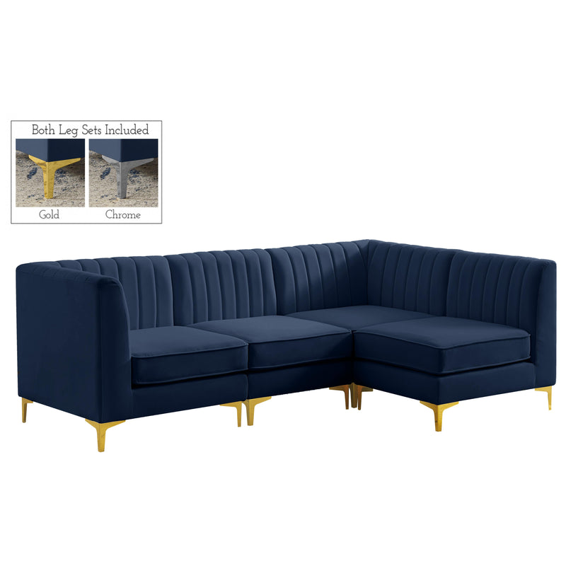 Meridian Alina Navy Velvet Modular Sectional IMAGE 1