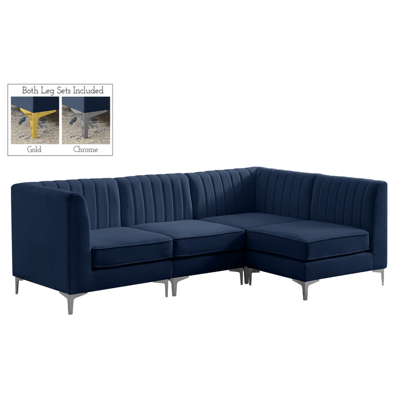 Meridian Alina Navy Velvet Modular Sectional IMAGE 2