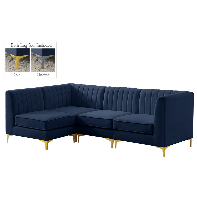 Meridian Alina Navy Velvet Modular Sectional IMAGE 3